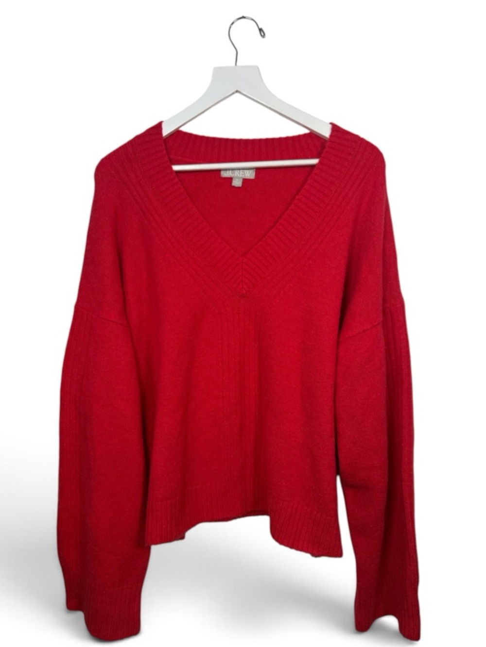 J. Crew Relaxed V-Neck Sweater in Supersoft Wool-blend Red W2517 Sz XL
